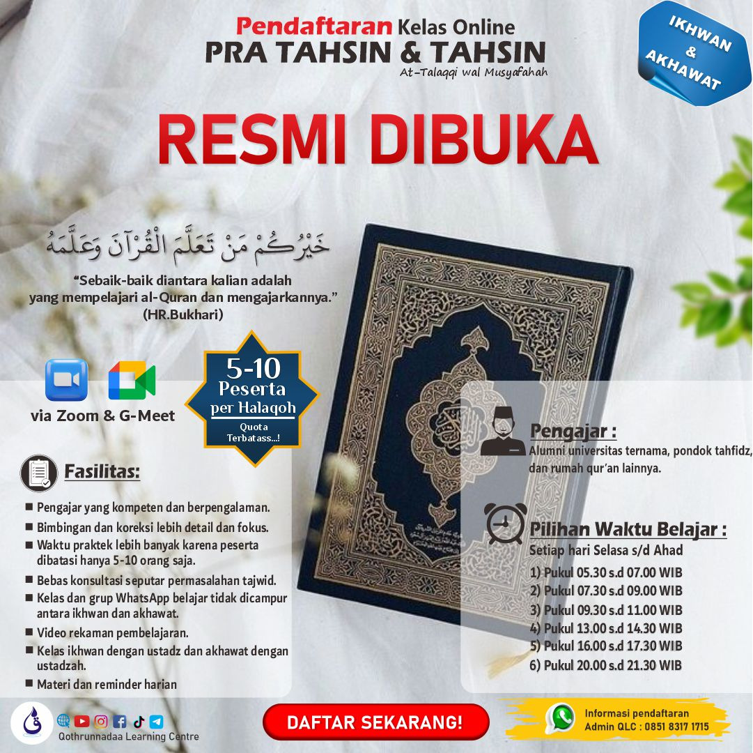 Resmi Dibuka Kelas Pra Tahsin dan Tahsin